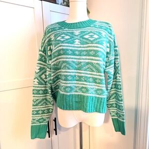 NWT American Eagle Fairisle Sweater Green size XS